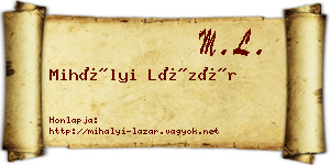 Mihályi Lázár névjegykártya